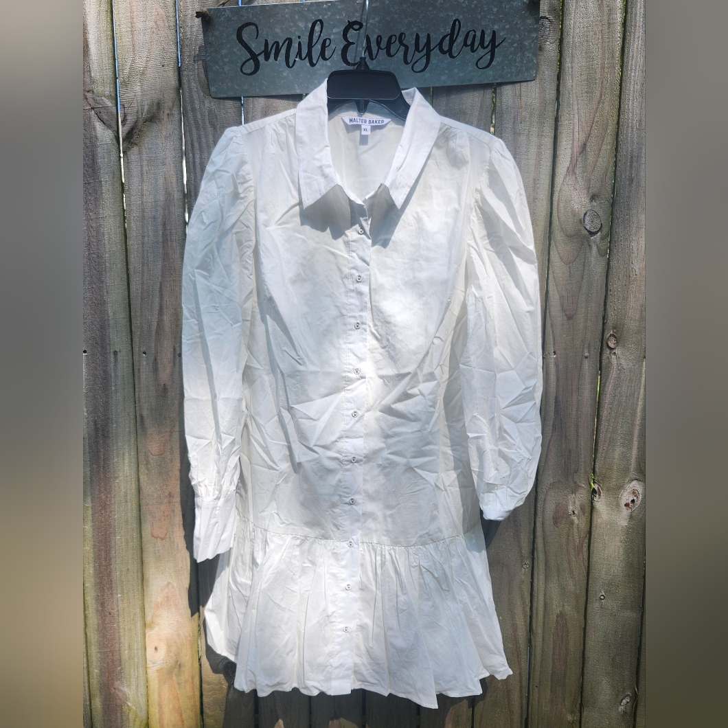 Walter Baker White Button-Up Dress
